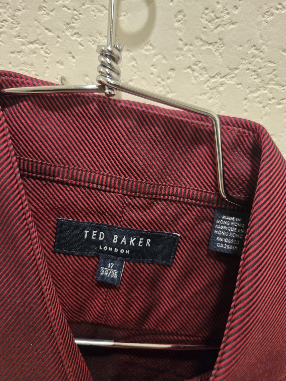 Ted Baker Burgandy Striped Button-Up Shirt